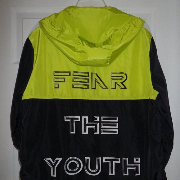 FOREVER 21 Fear the Youth Full Zip Wind Light Jacket Men's Size S Black Yellow - Picture 1 of 7